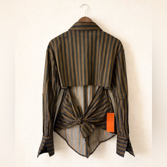 NWT Simon Miller | Loch Poplin Button Up | Black/Choco (M) - Picture 5 of 8